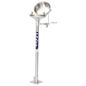 PEDESTAL MOUNTED EYE WASH WITH BOWL – NO TREADLE & FLIP TOP LID