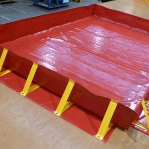 Collapsible Bund 900gsm red PVC (1.2m x 2.4m x 30cm) – Capacity 864L