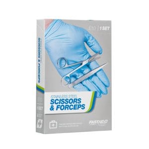 E10, Instrument Set, 12.5cm Stainless Steel Scissors and Forceps, 1pk