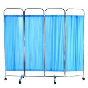 Privacy Screen, Four-Fold With Wheels, Stainless Steel Frame
