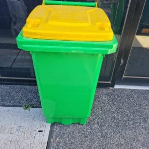 140L Lime Green Wheelie Bin/Yellow Lid