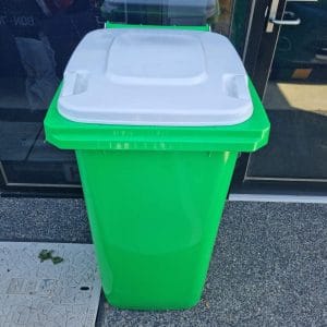 240L Lime Green Wheelie Bin/White Lid