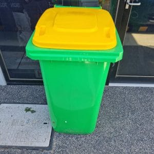 240L Lime Green Wheelie Bin/Yellow Lid